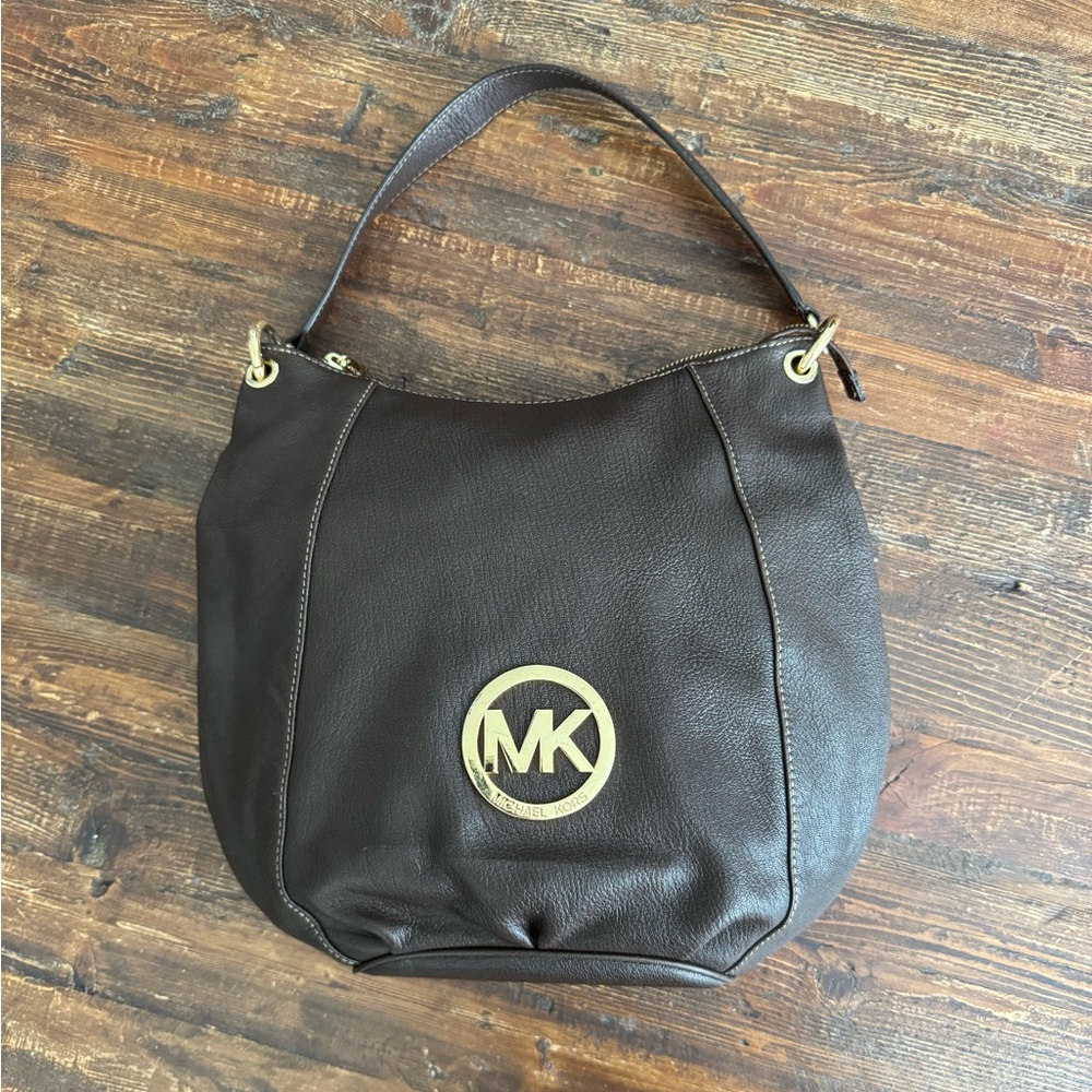 Michael Kors Large Brown Hobo Leather Shoulder Bag